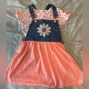 Pink and Blue Floral Denim Dress